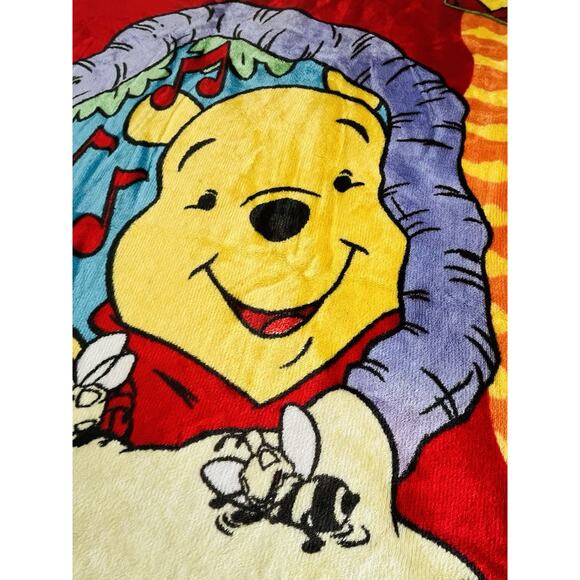 Vintage Winnie The Pooh Blanket Plush Purple Red Honey Bees Yellow Sweet Dreams - Picture 3 of 13